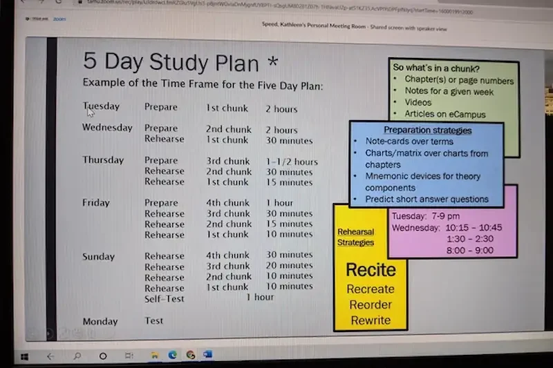 Daily Study Plan Example